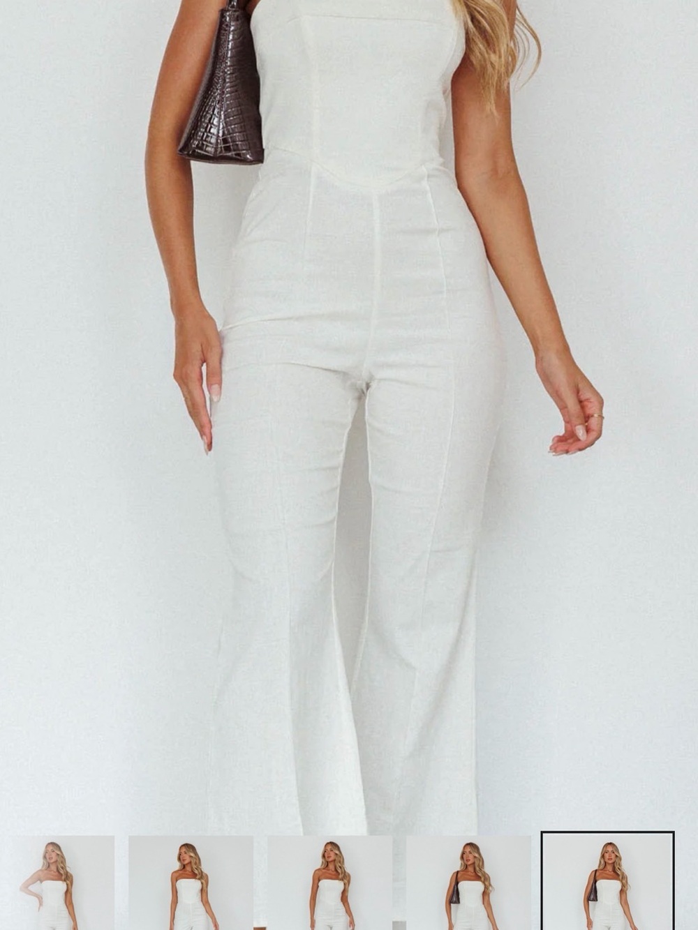 What's The Catch Strapless Jumpsuit White